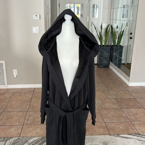 Ugg Men's Robe Leeland Hooded Pockets Soft Black 1131475 Size M/L New - Picture 6 of 11